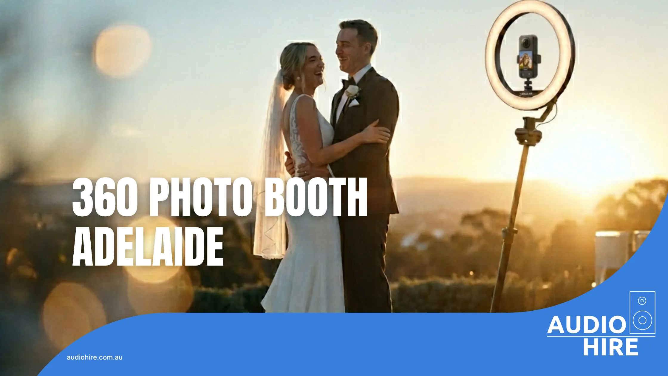 Guests enjoying the 360 photo booth experience with a black carpet and stanchions at an Adelaide venue.