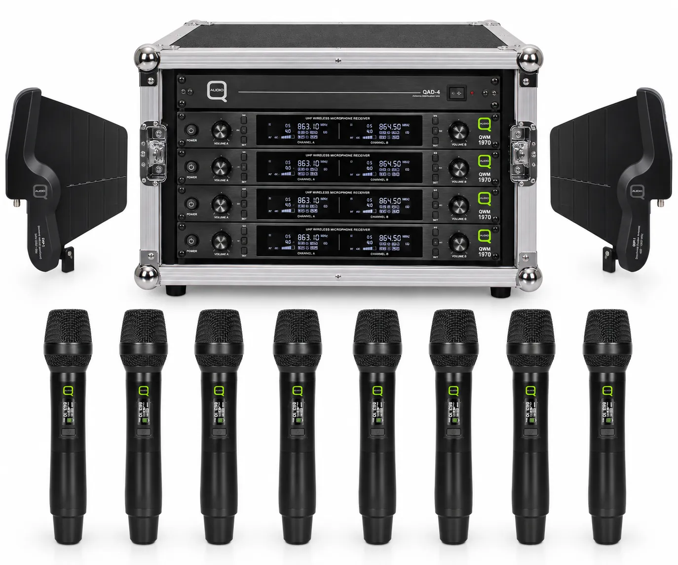 Q-Audio 1970 4, 6 & 8 Way Handheld Radio Mic System