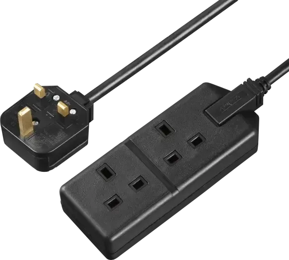 2 Gang Extension Cable Black (PVC)