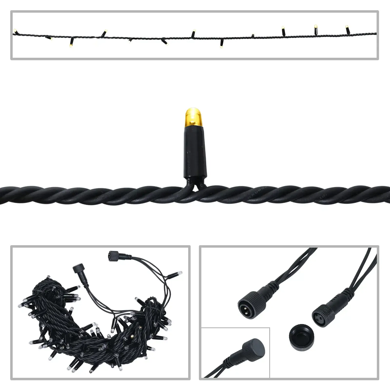 Professional Warm White Fairy / Pea Lights – Black or White Cable