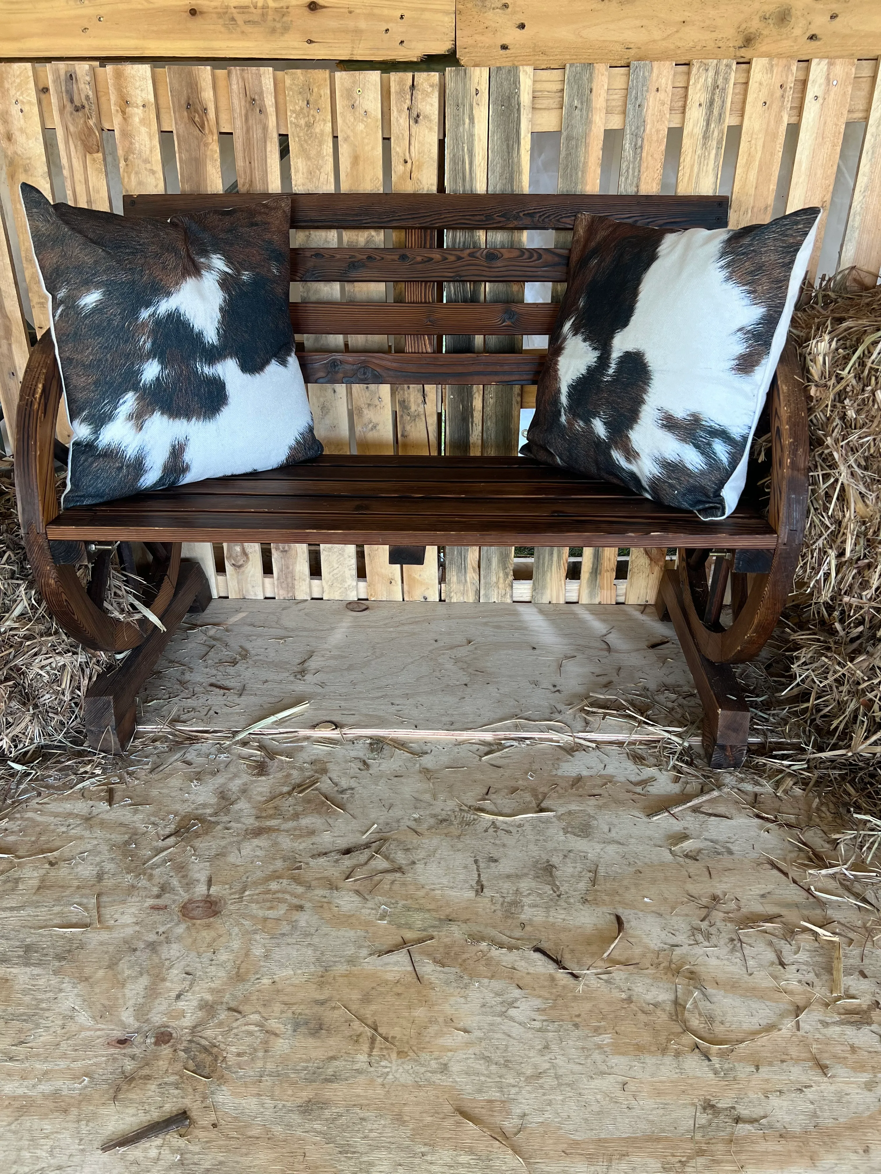 Faux cow skin cushions