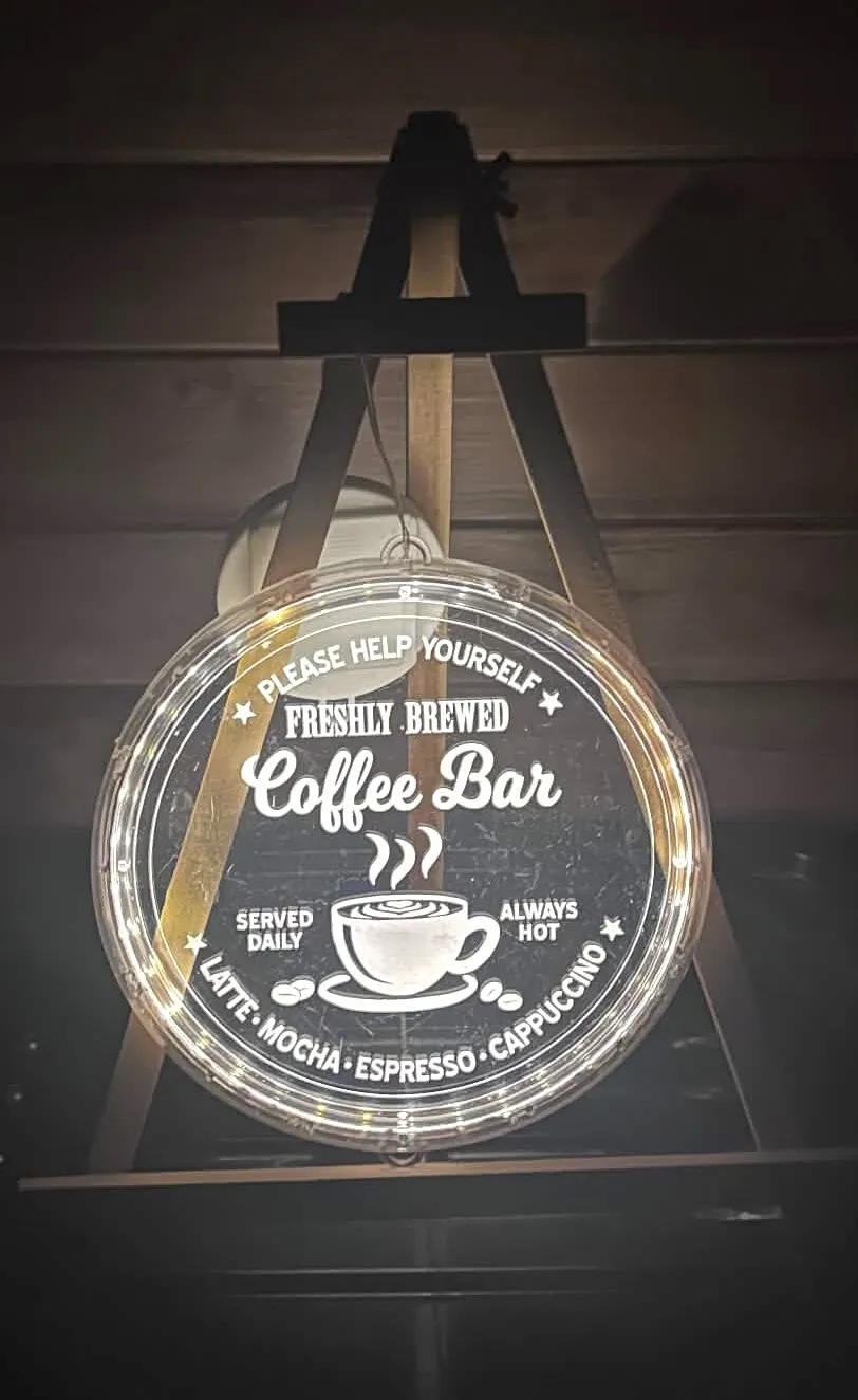 Coffee Sign LED on Wooden Easel