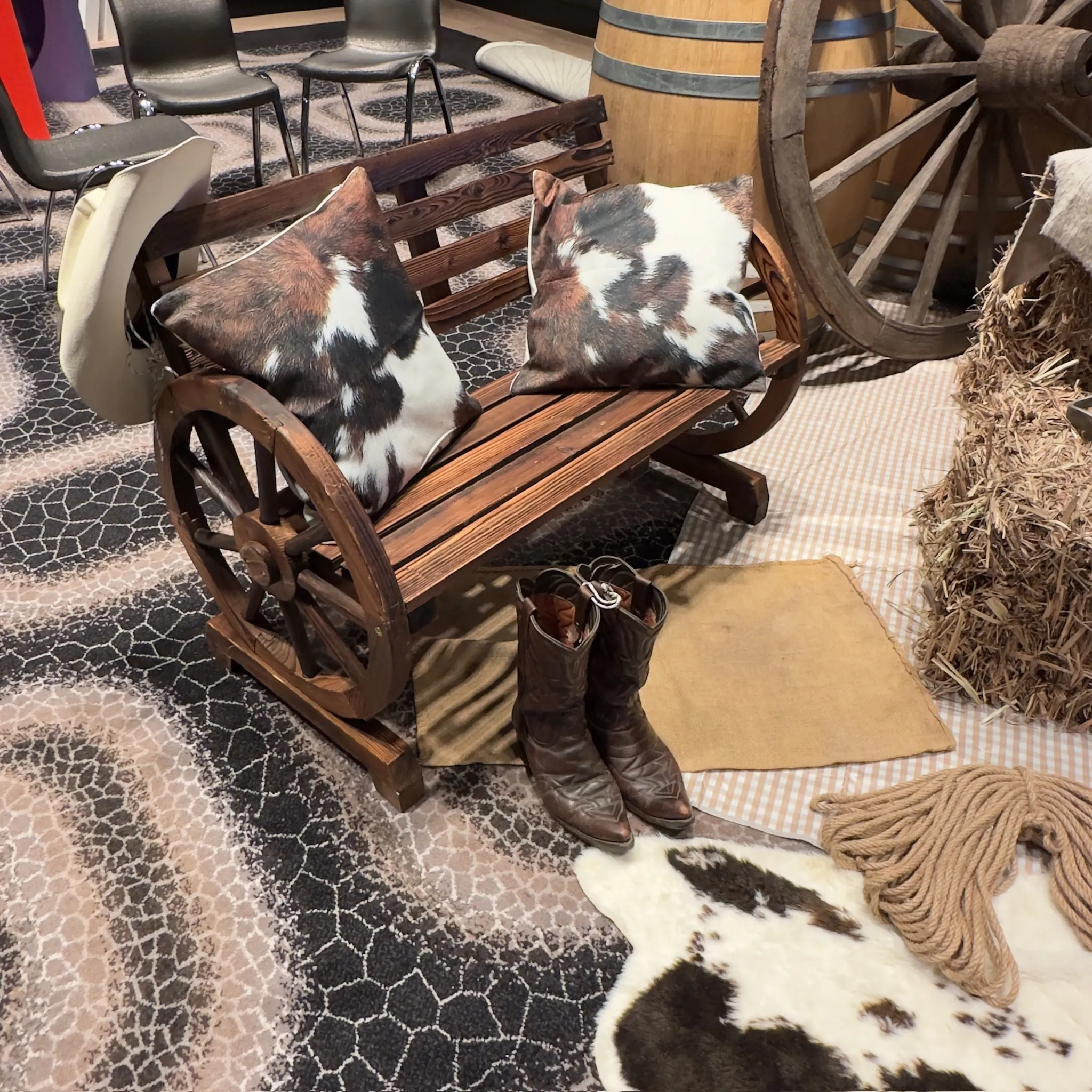 Faux cow skin cushions