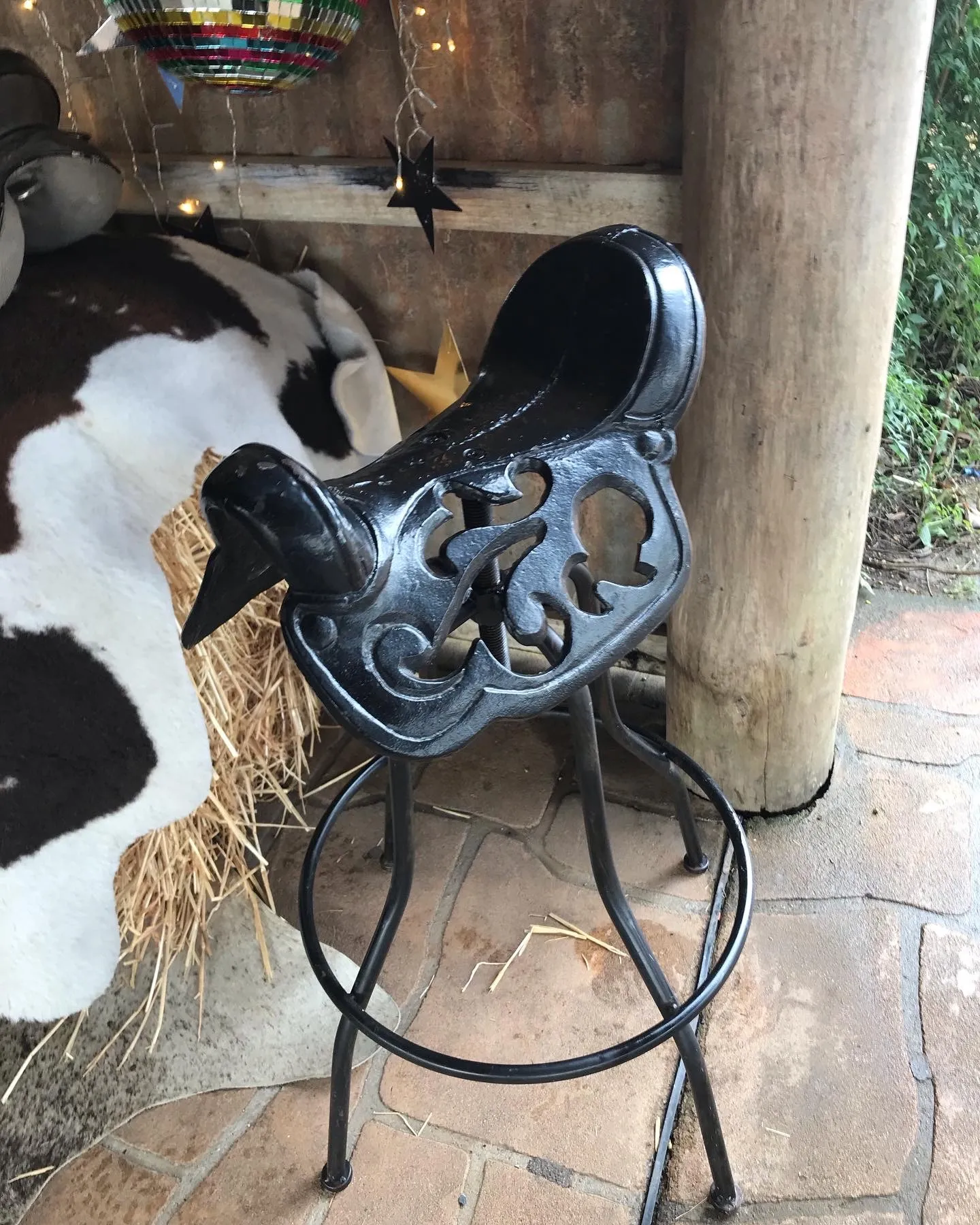 Cast Iron Antique Horse Saddle Bar Stool - 85cm. - 60cm 