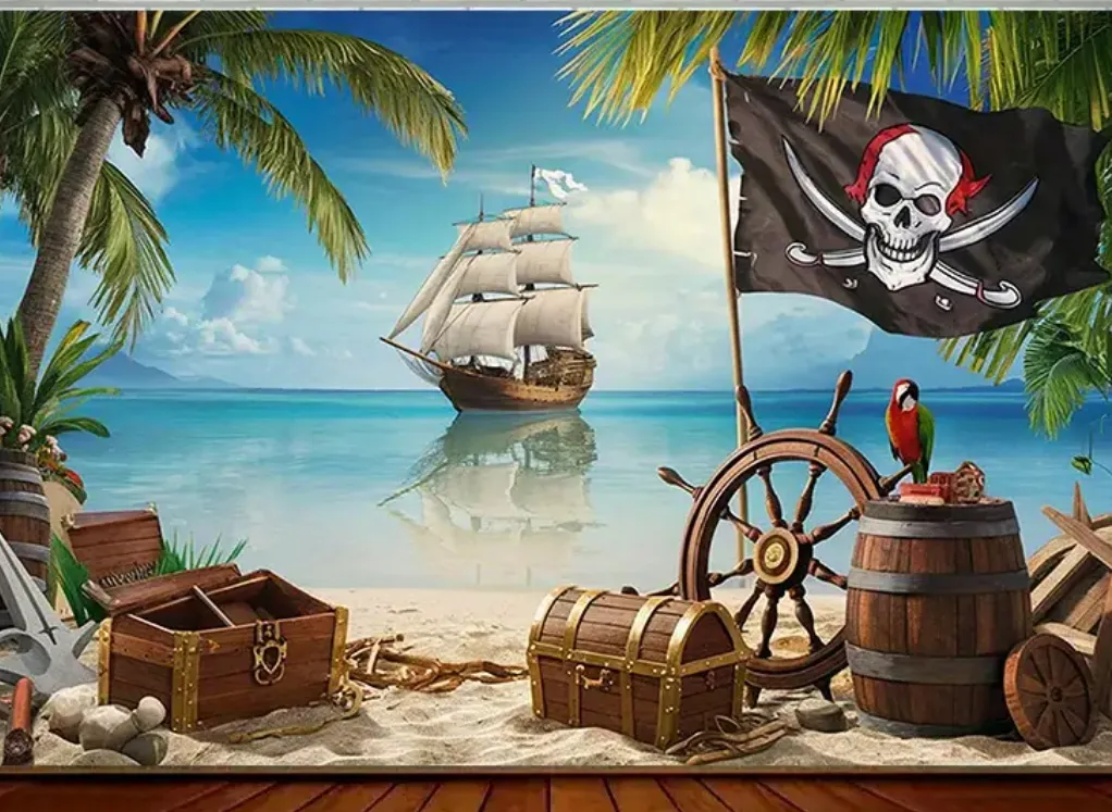 Tropical Pirate Beach Theme Banner 