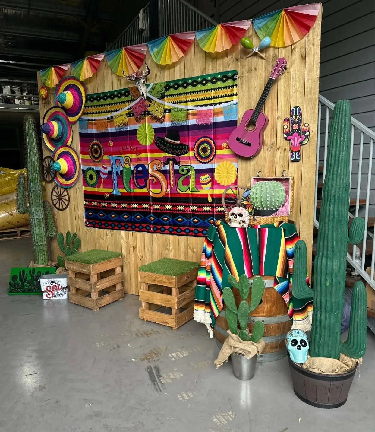 Mexican panel backdrop and props