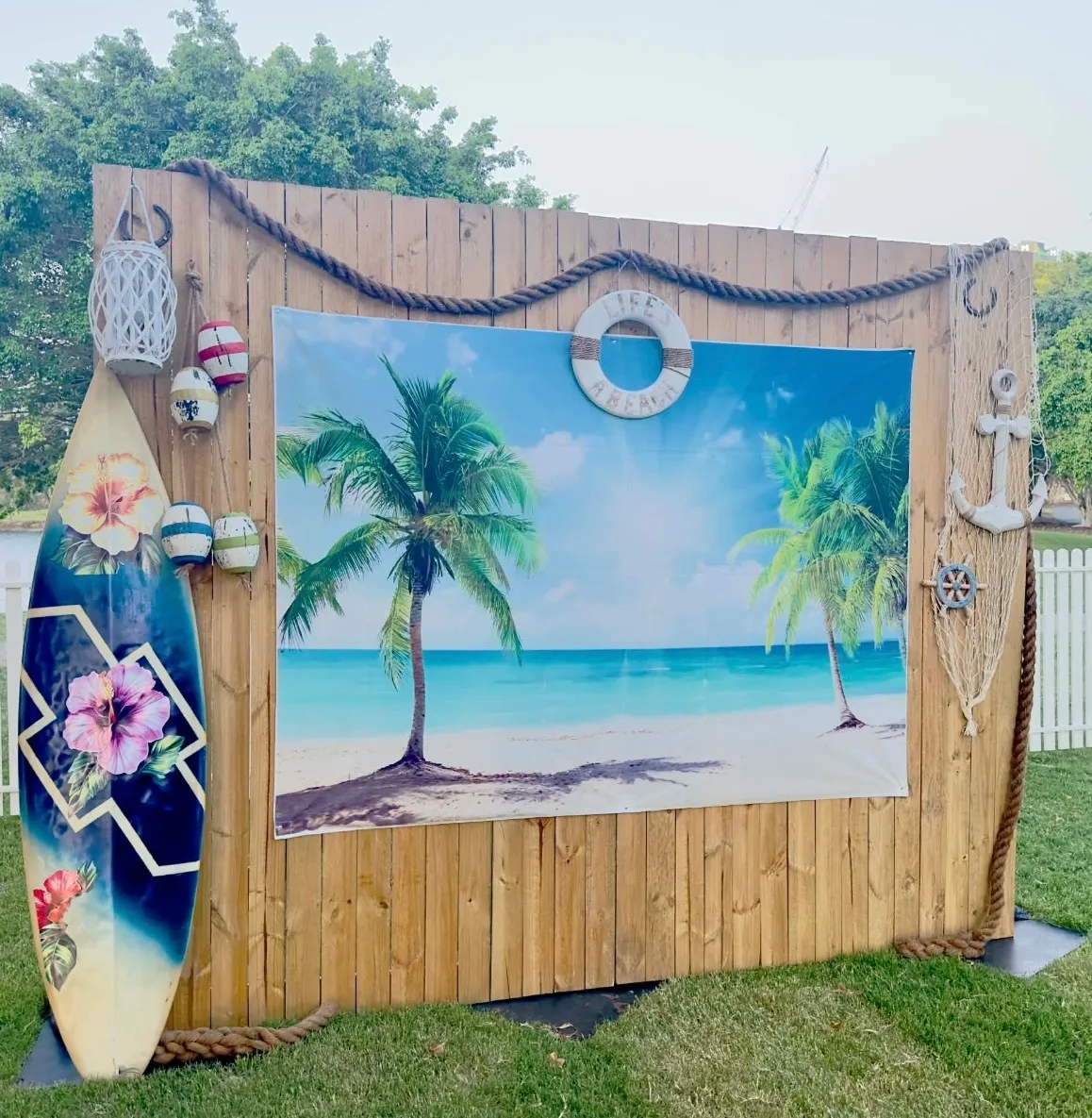 Hawaiian or beach panel backdrop