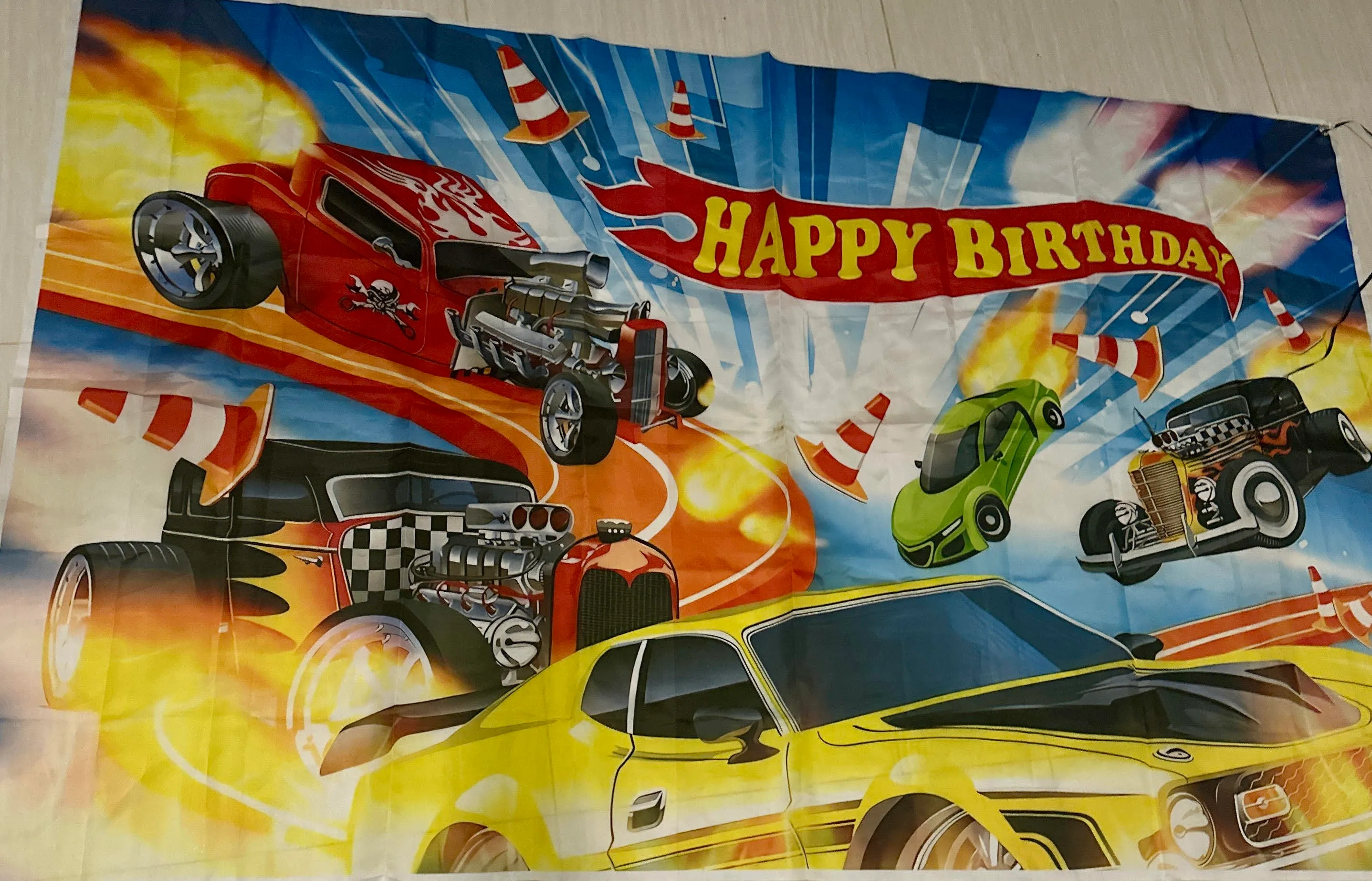 Hot Cars - Happy Birthday Banner 