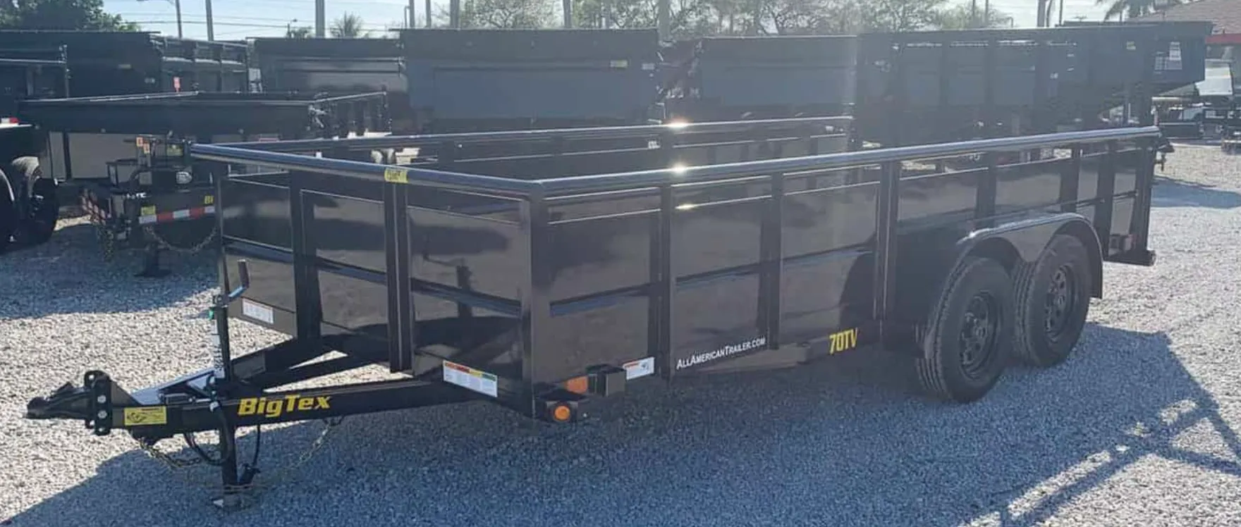 7'×16' (7K GVWR) Tandem Axle Utility Trailer Rental – Big Tex 70TV-16 (24" Sides) | Malabar & Brevard County FL