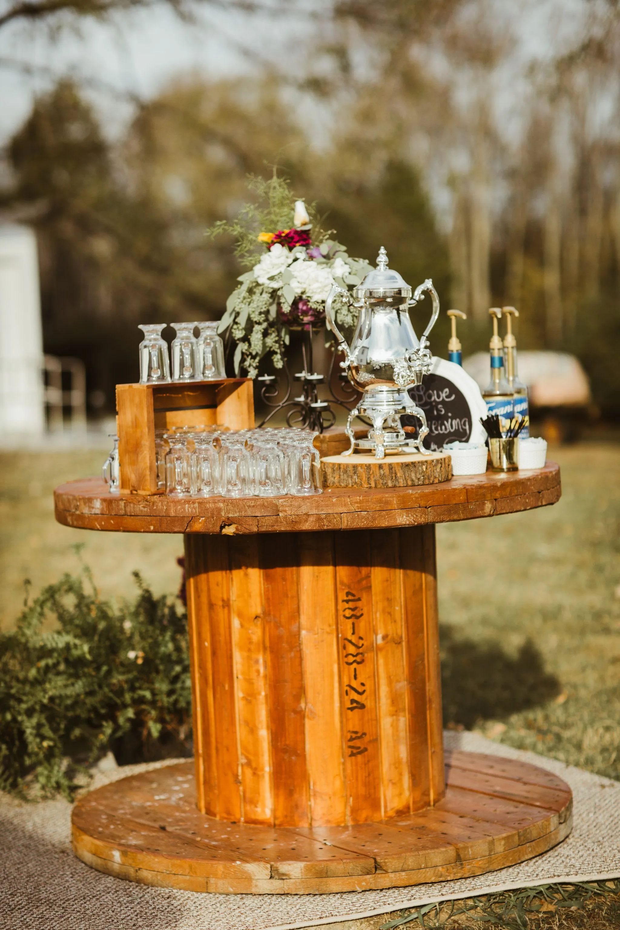 Espresso Wood Spool Table