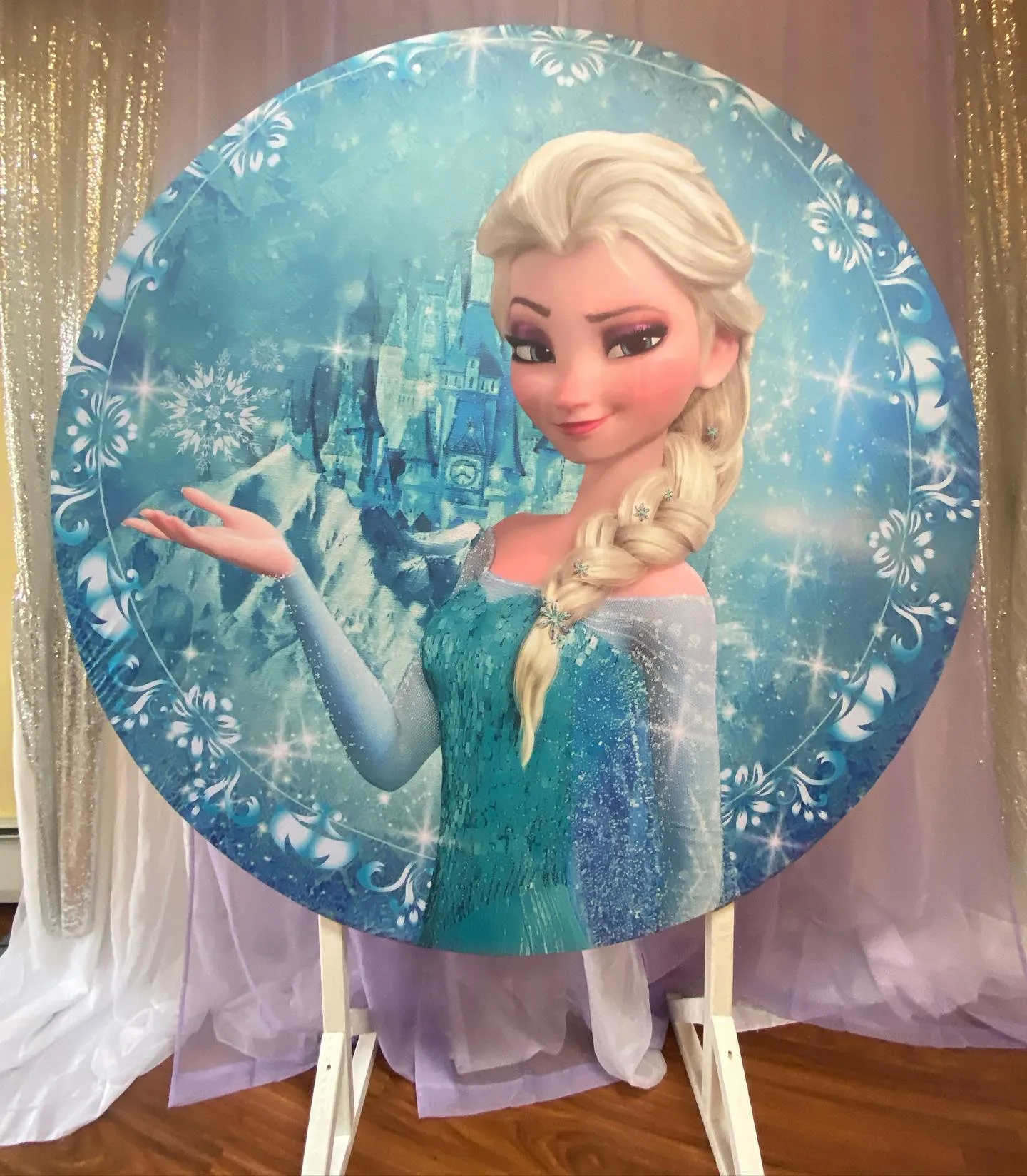 5ft Snow Princess Round Backdrop