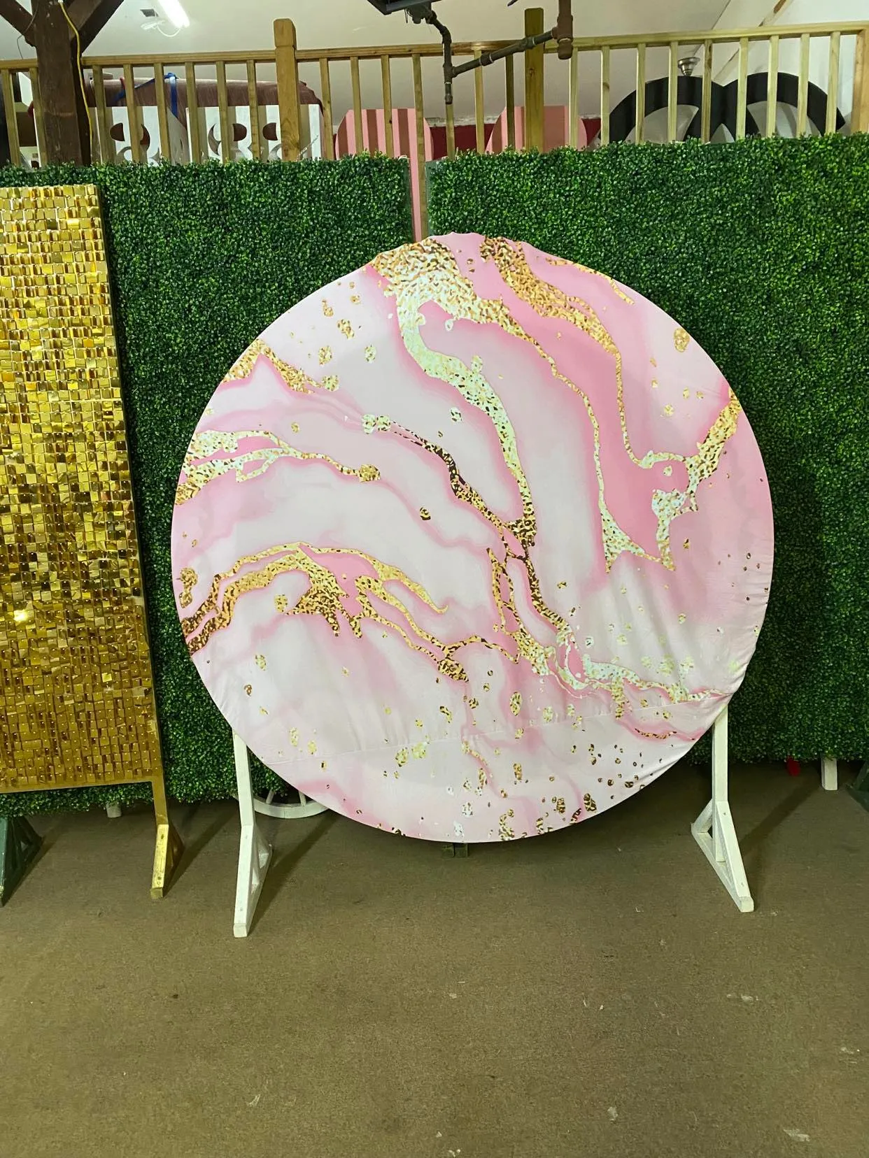 7ft Round Pink Marble 