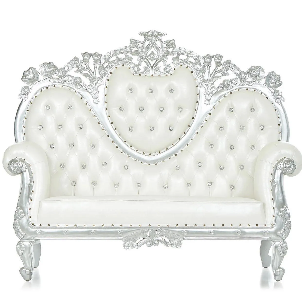 White & Silver Loveseat 