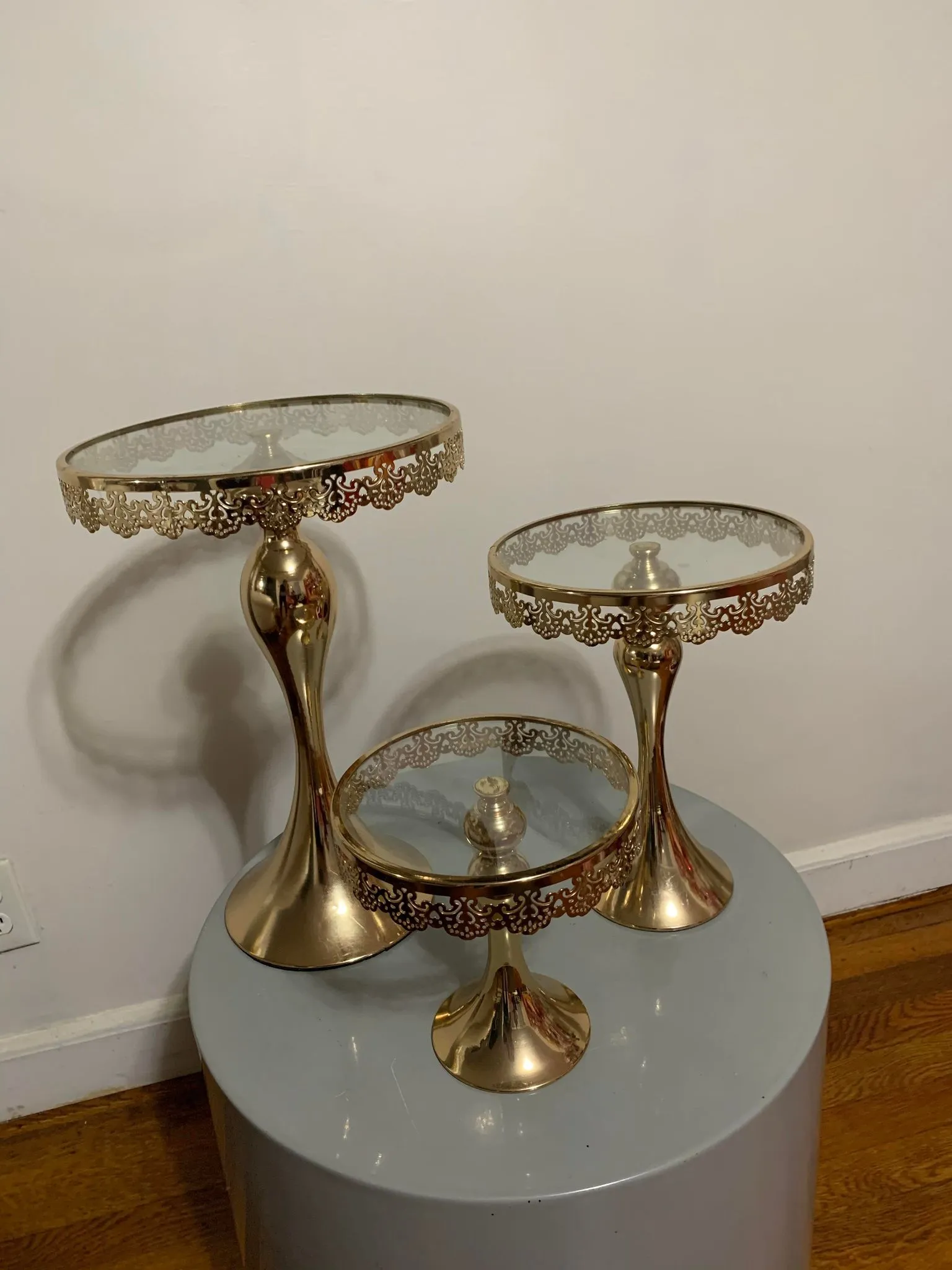 Set of 3 Gold High Rise Cake Stand 