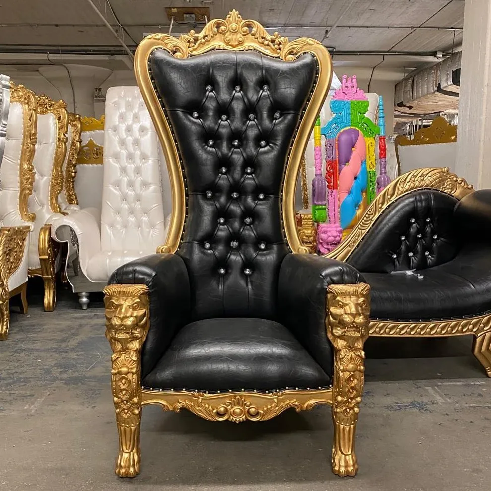 Black & Gold Throne Chair 