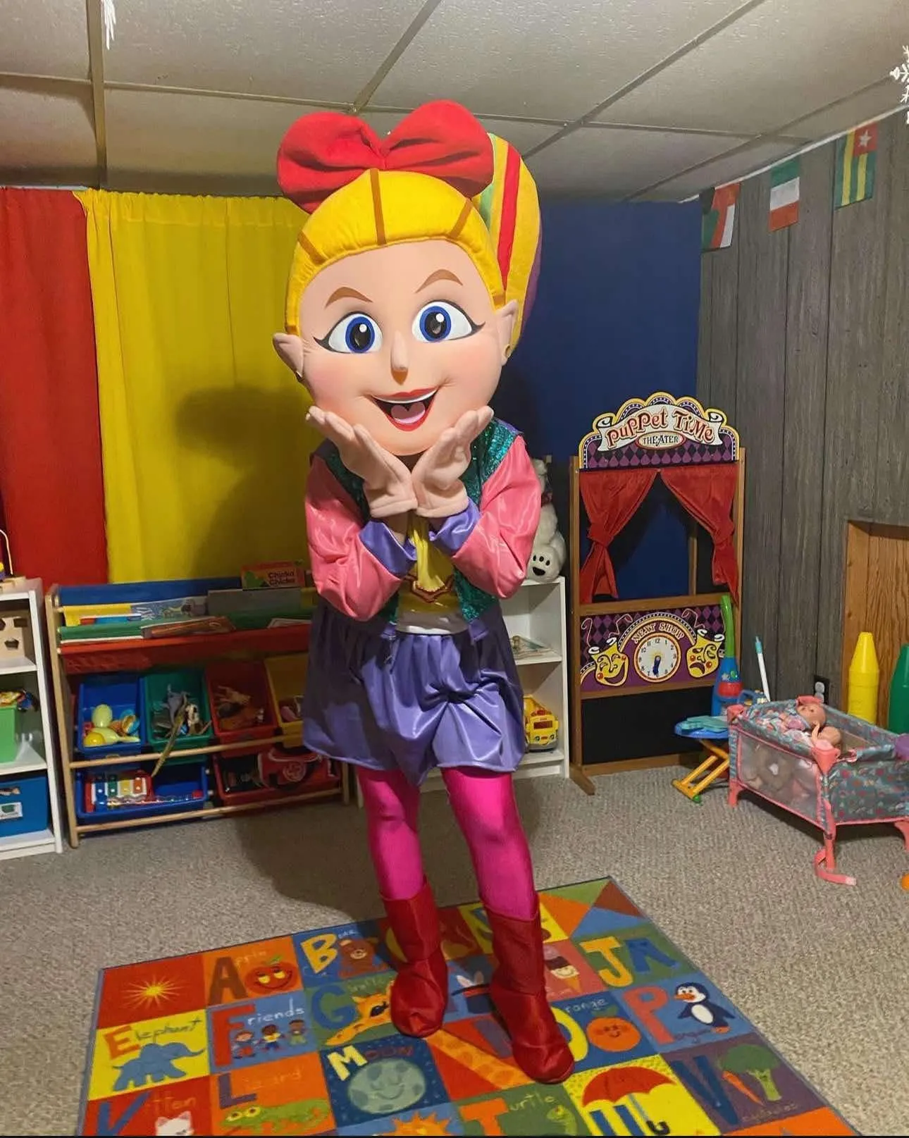 Pink Girl Mascot Costume 