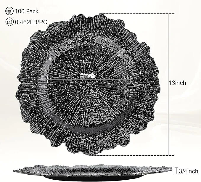 Floral Black Charger Plate