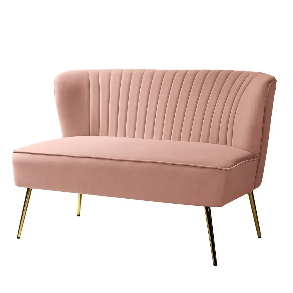 Pink Velvet Loveseat 