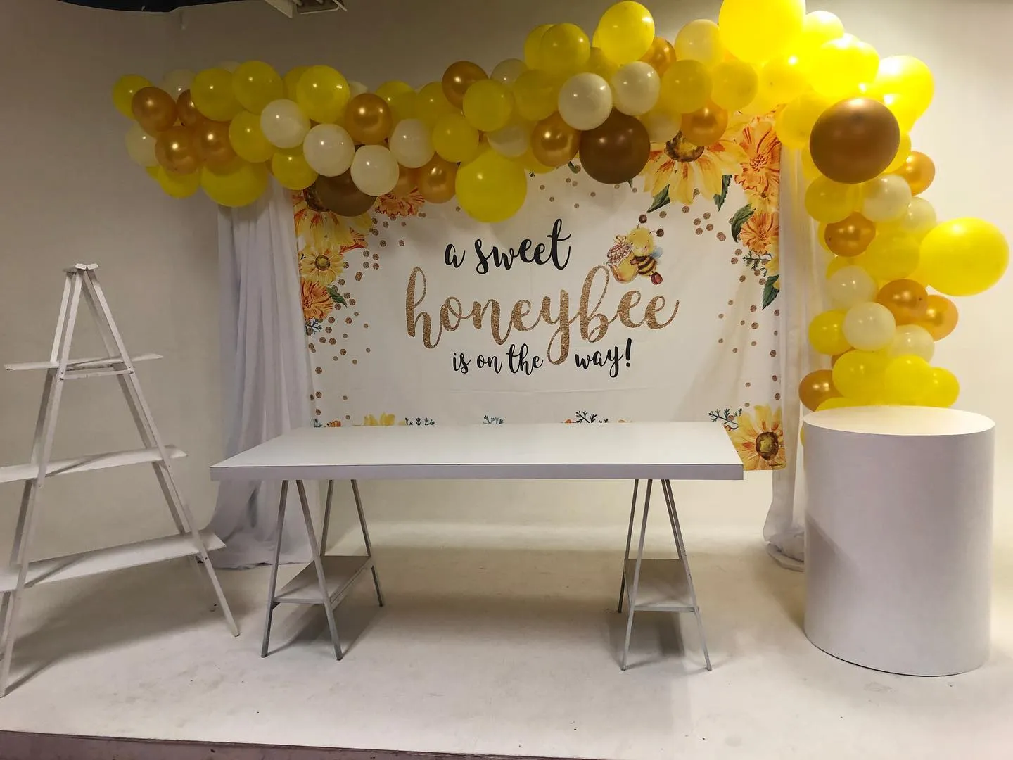 Vintage White Sawhorse Table 