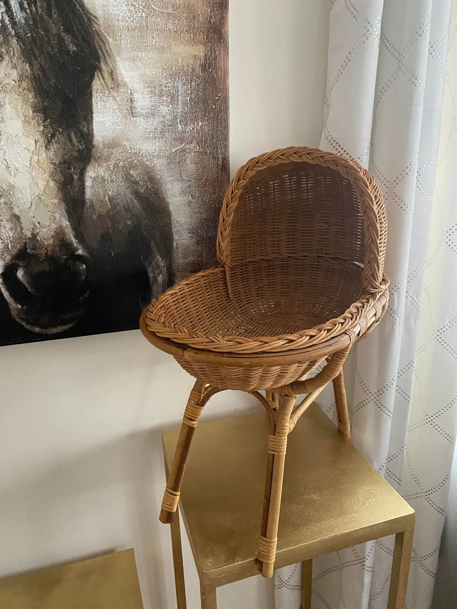 Small Baby Rattan Crib 