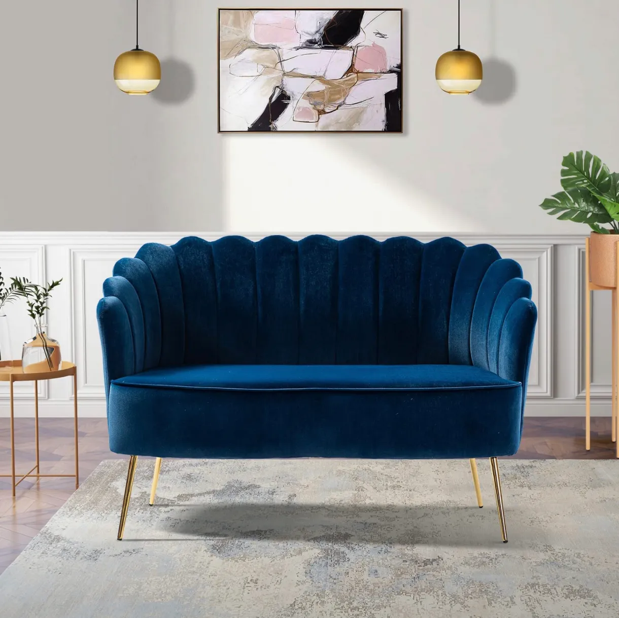 Blue Velvet Loveseat 