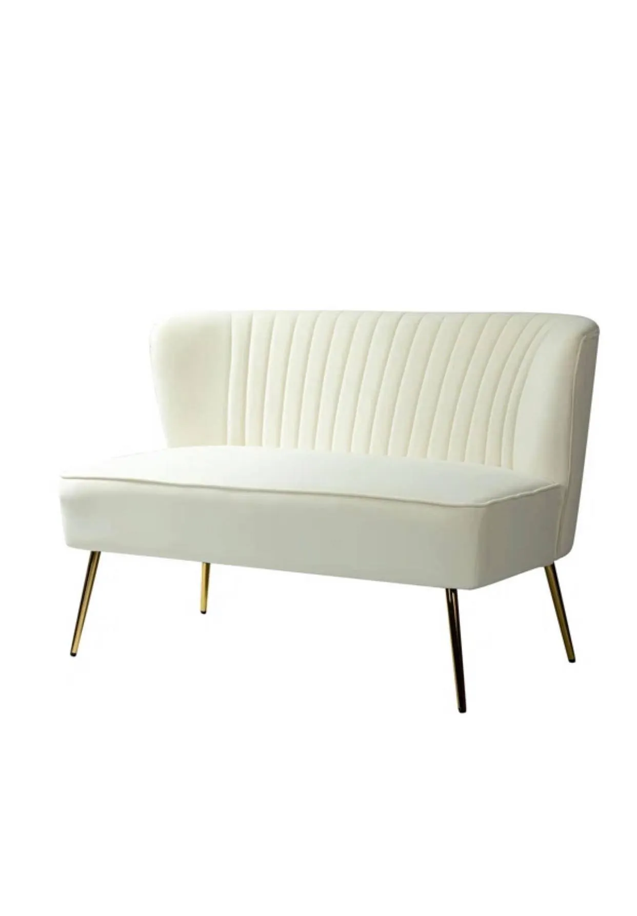 Beige Tan Velvet Loveseat 