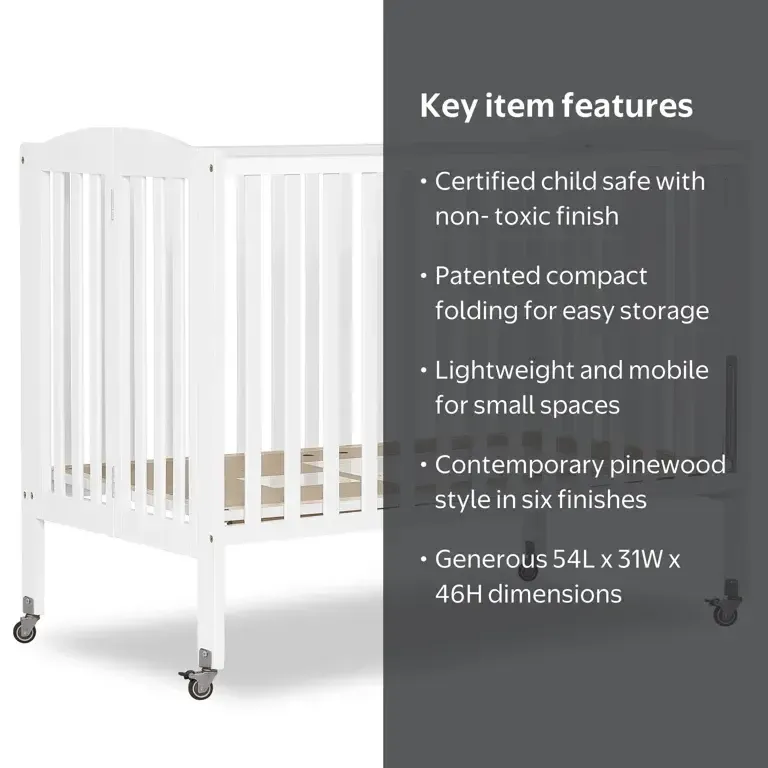 Dream On Me Folding Full-Size Crib — Black
