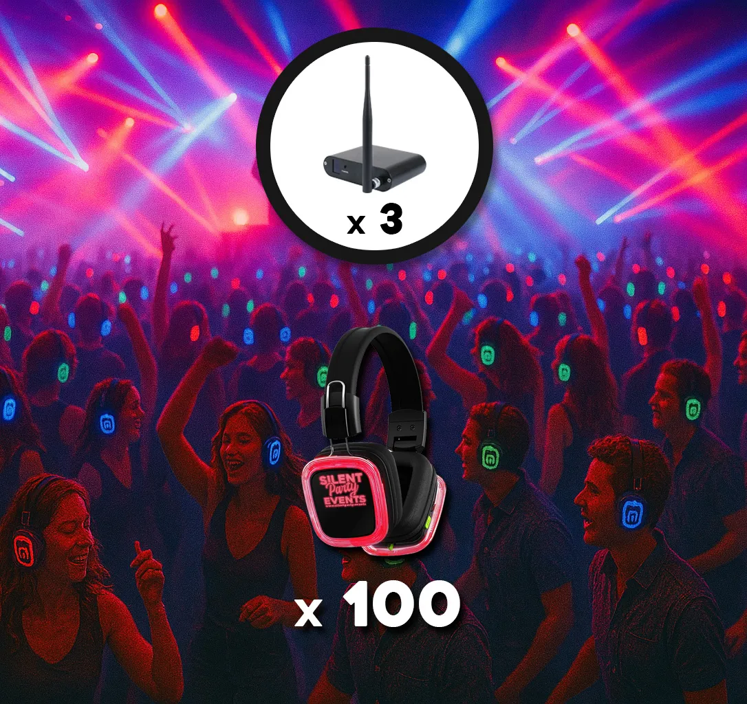 100 x Silent Disco Set + 3 senders