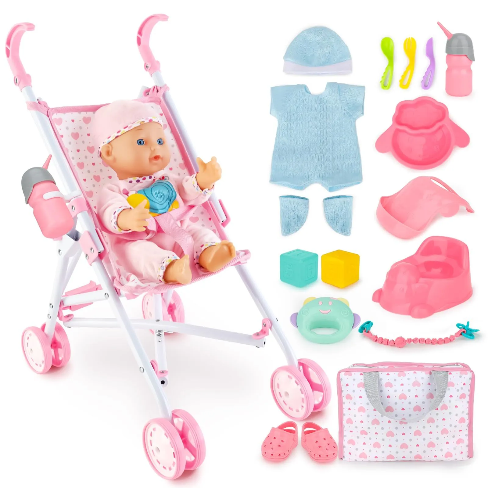 Baby doll with stroller