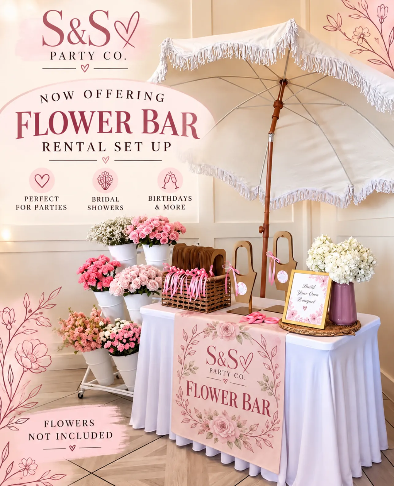 Flower Bar rental (flowers not included) 
