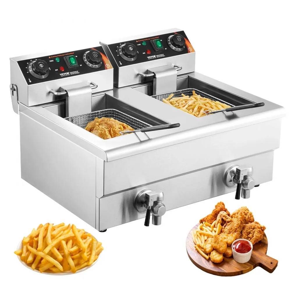 Friteuse Électrique Commerciale de Comptoir Double Cuve 2x11 L