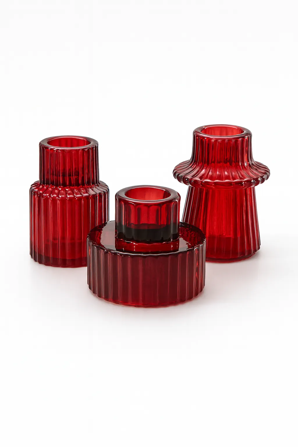 Set de 3 Candeleros Rojos