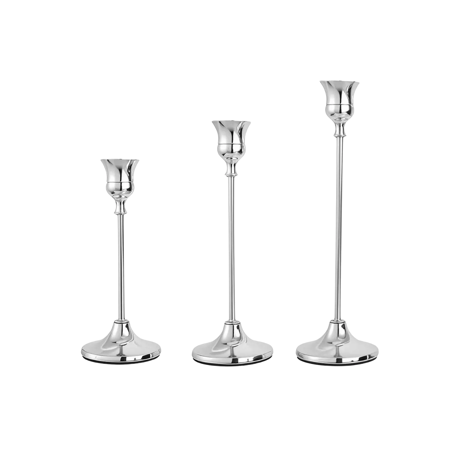 Set de 3 Candelabros Plateados