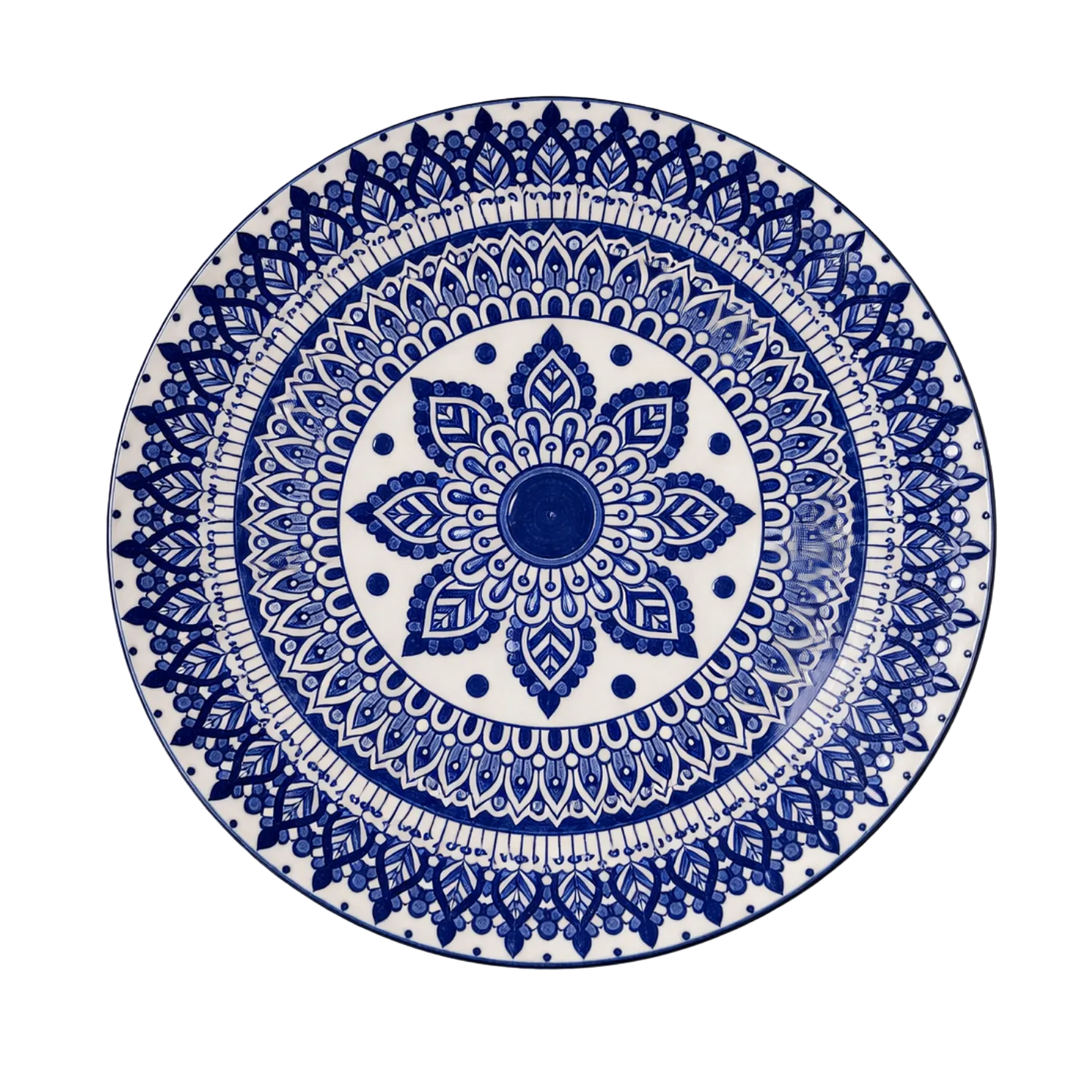 Plato Grande Mandala Azul