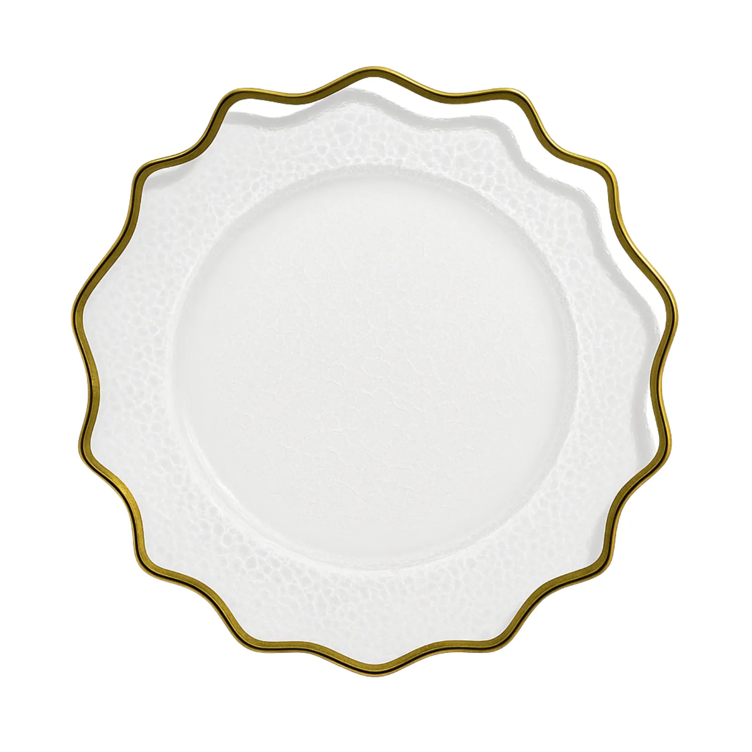 Plato Base Vidrio con Borde Dorado