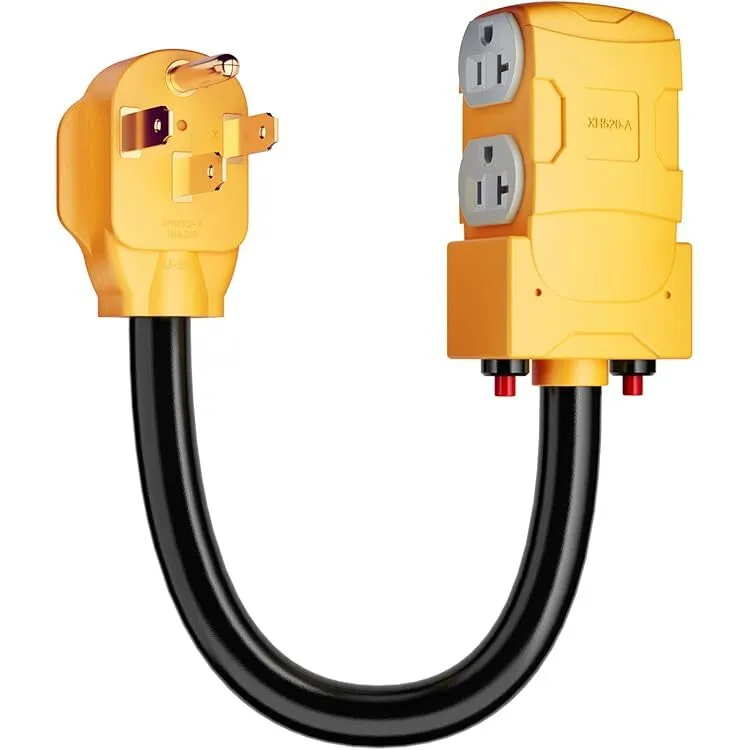 Dryer Plug 30Amp 4 Prong N14-30 to 110V 15/20Amp Receptacle Adapter Jaune