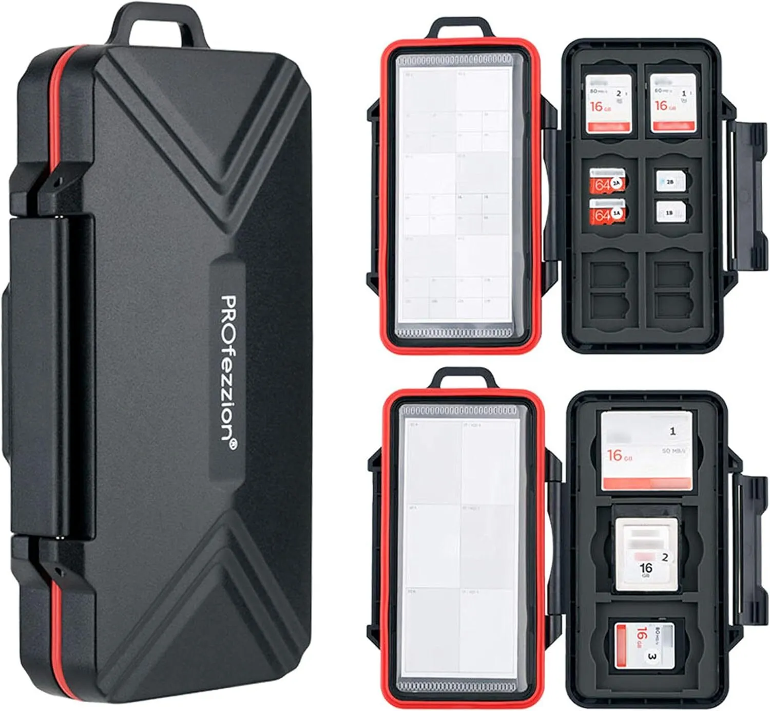 PROfezzion 48 Slots Weatherproof Memory Card Carrying Case Holder