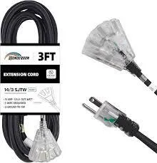 Honderson 25FT Extension Cord with 3 Power Outlets