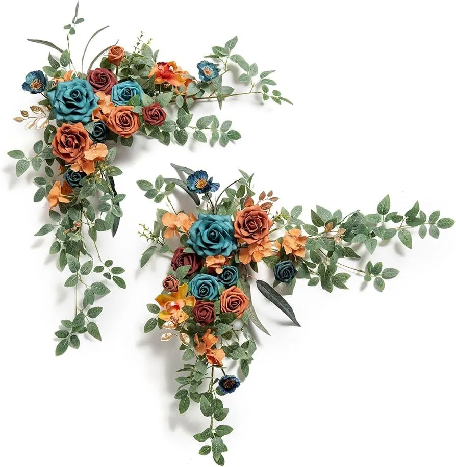 Flowers, Garlands, & Bouquets- Dark Teal & Burnt Orange