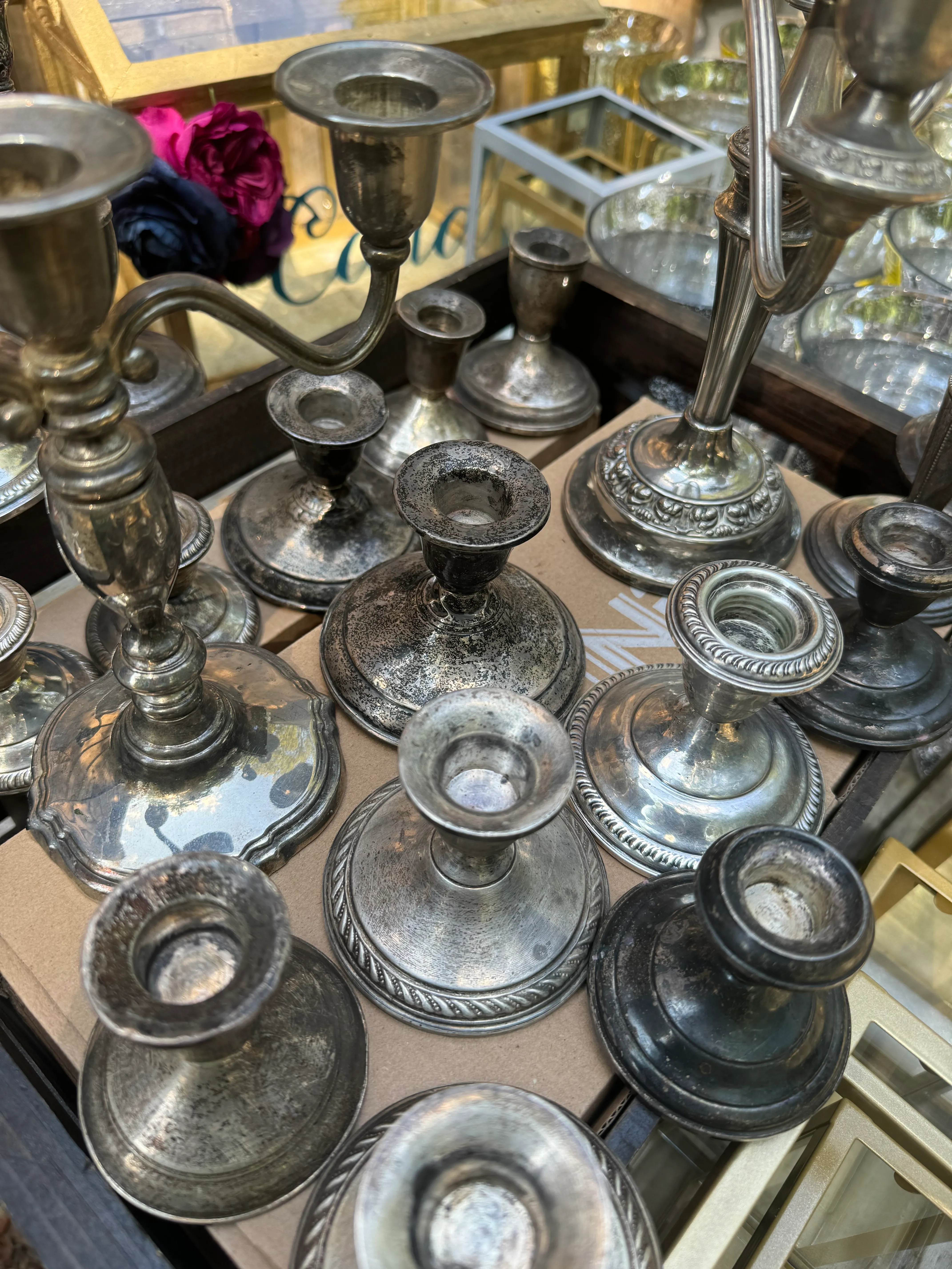 Silver Candlestick Holders for Taper Candles