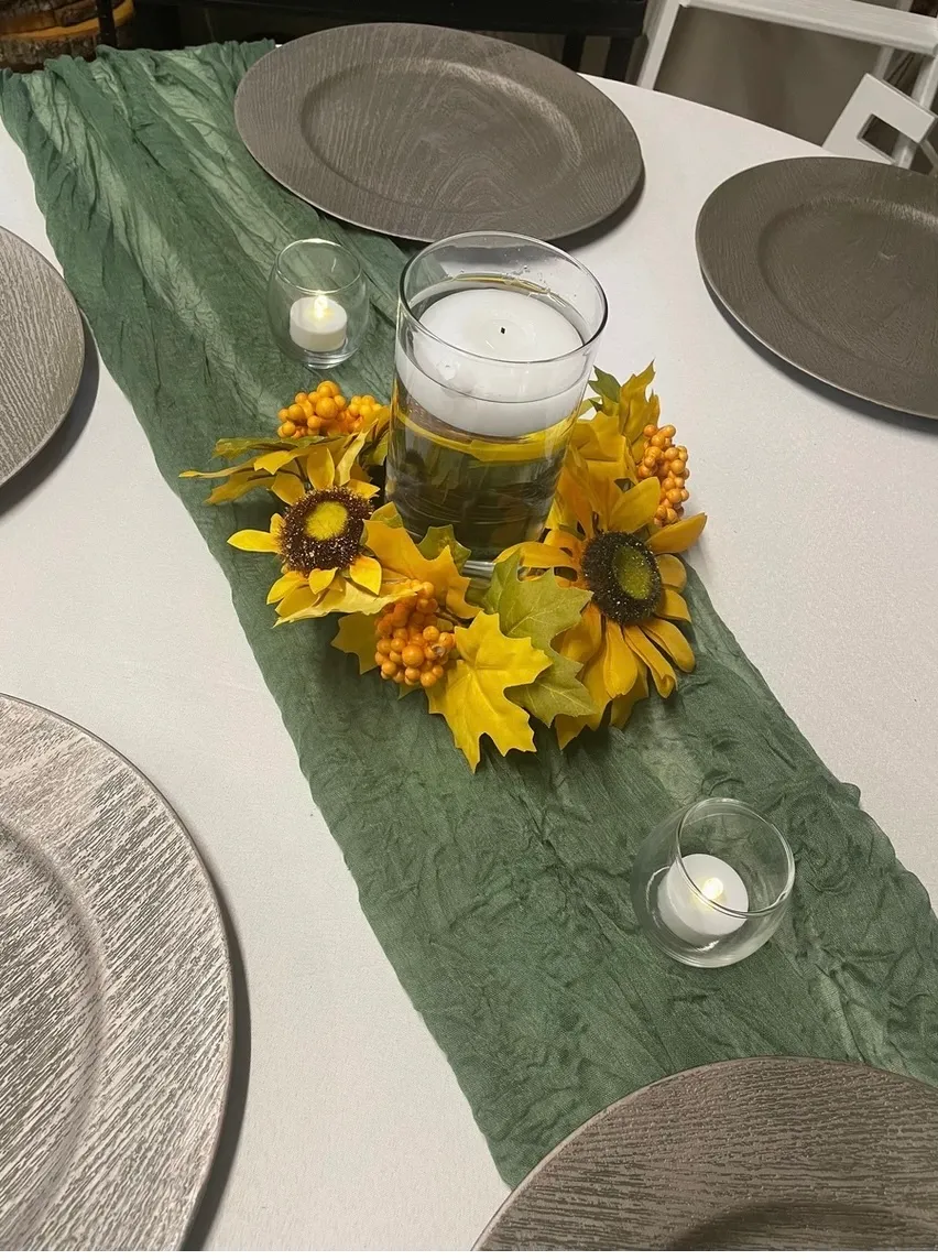 Mossy Green Cheesecloth Table Runners