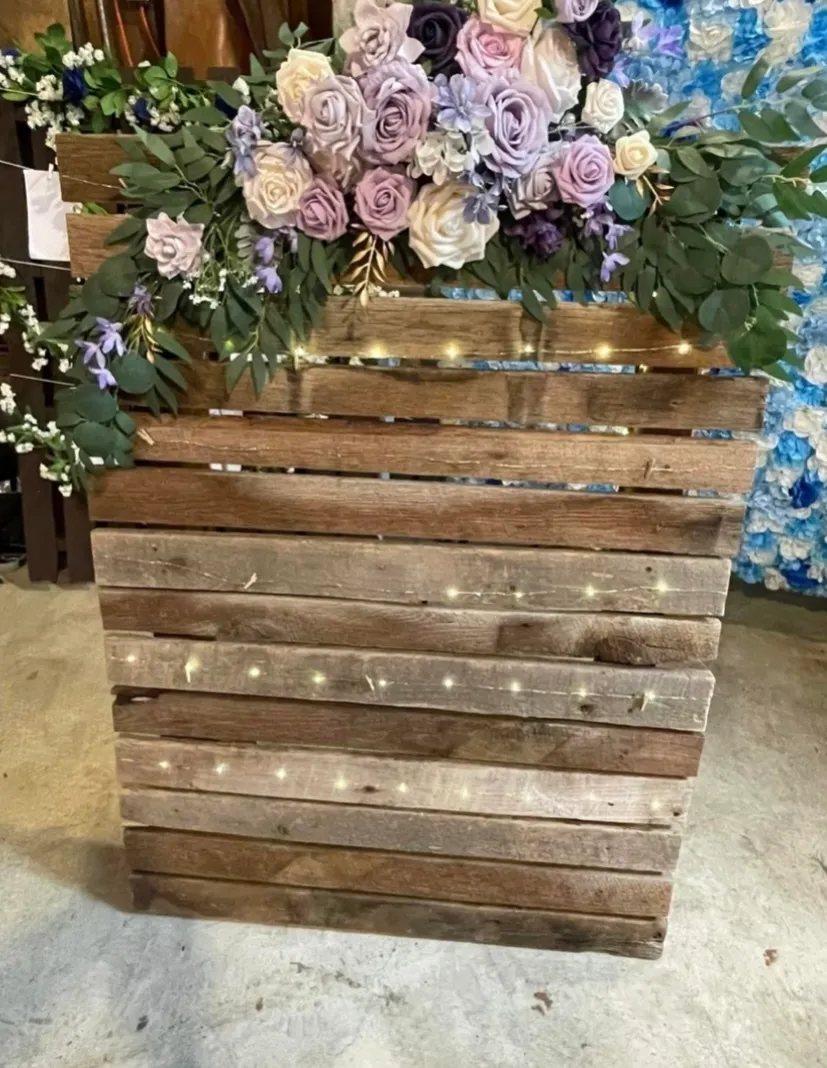 Barn Wood Seating Chart with Fairy Lights