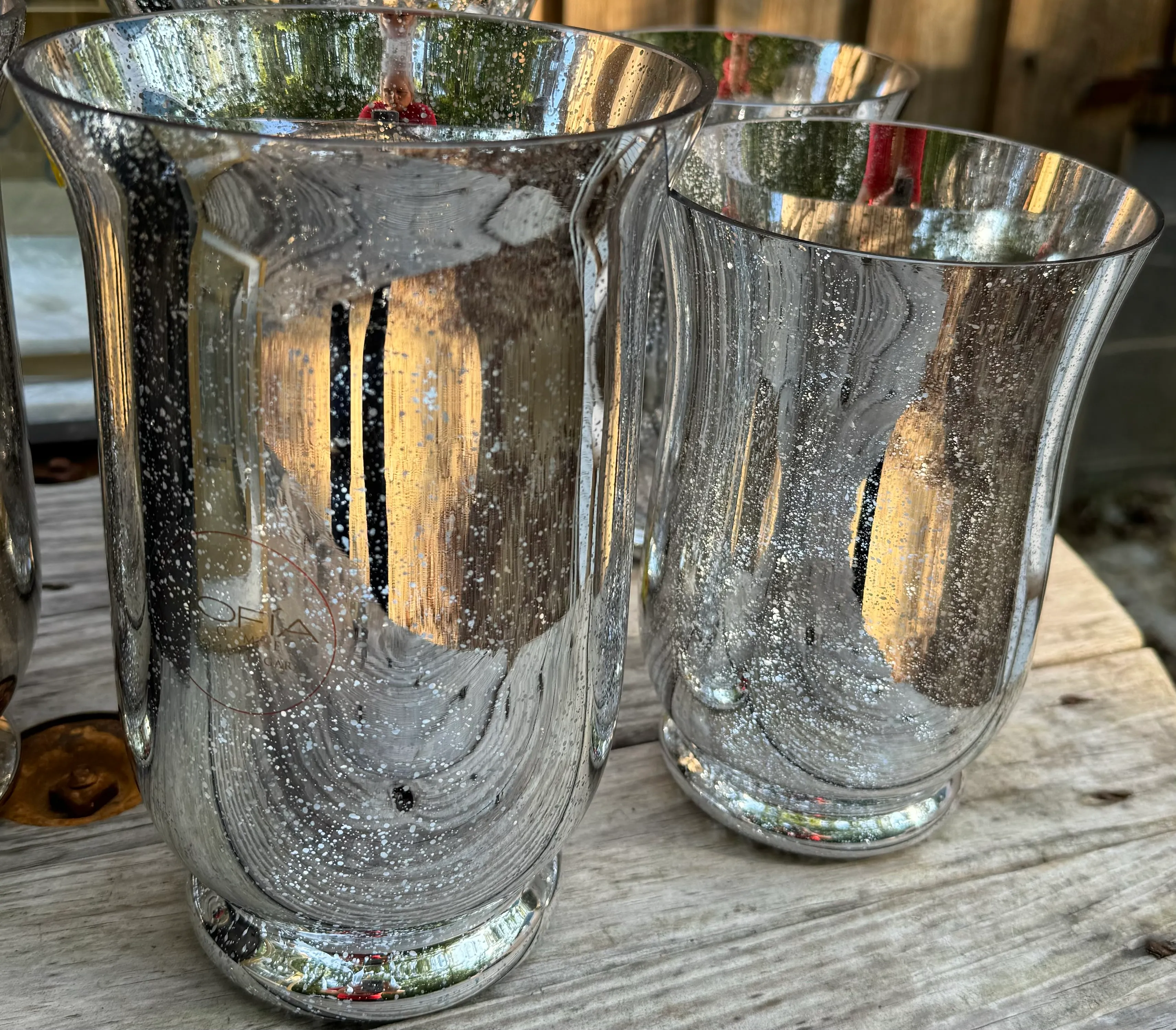 Large Wide Mouth Silver vases