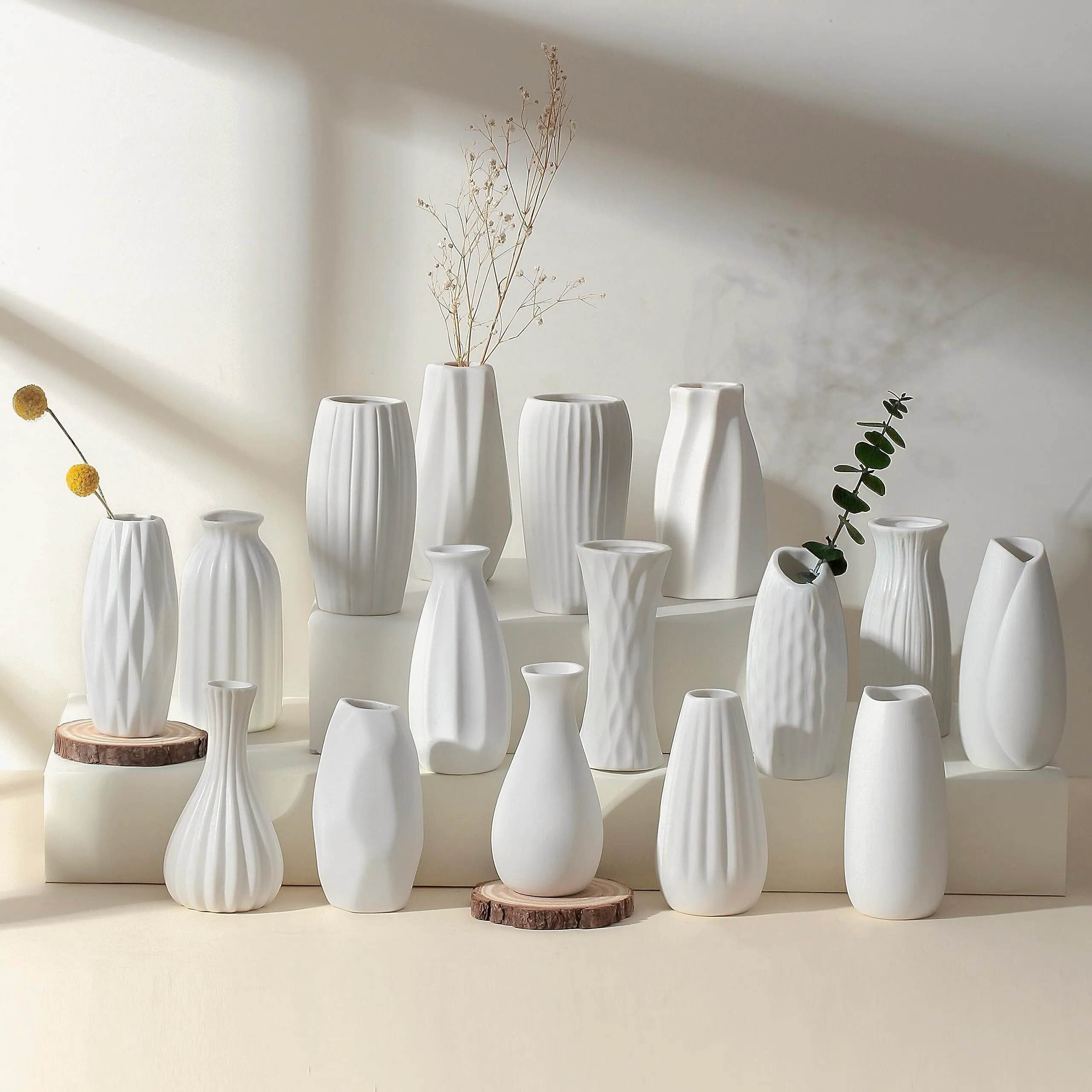 White Bud Vases