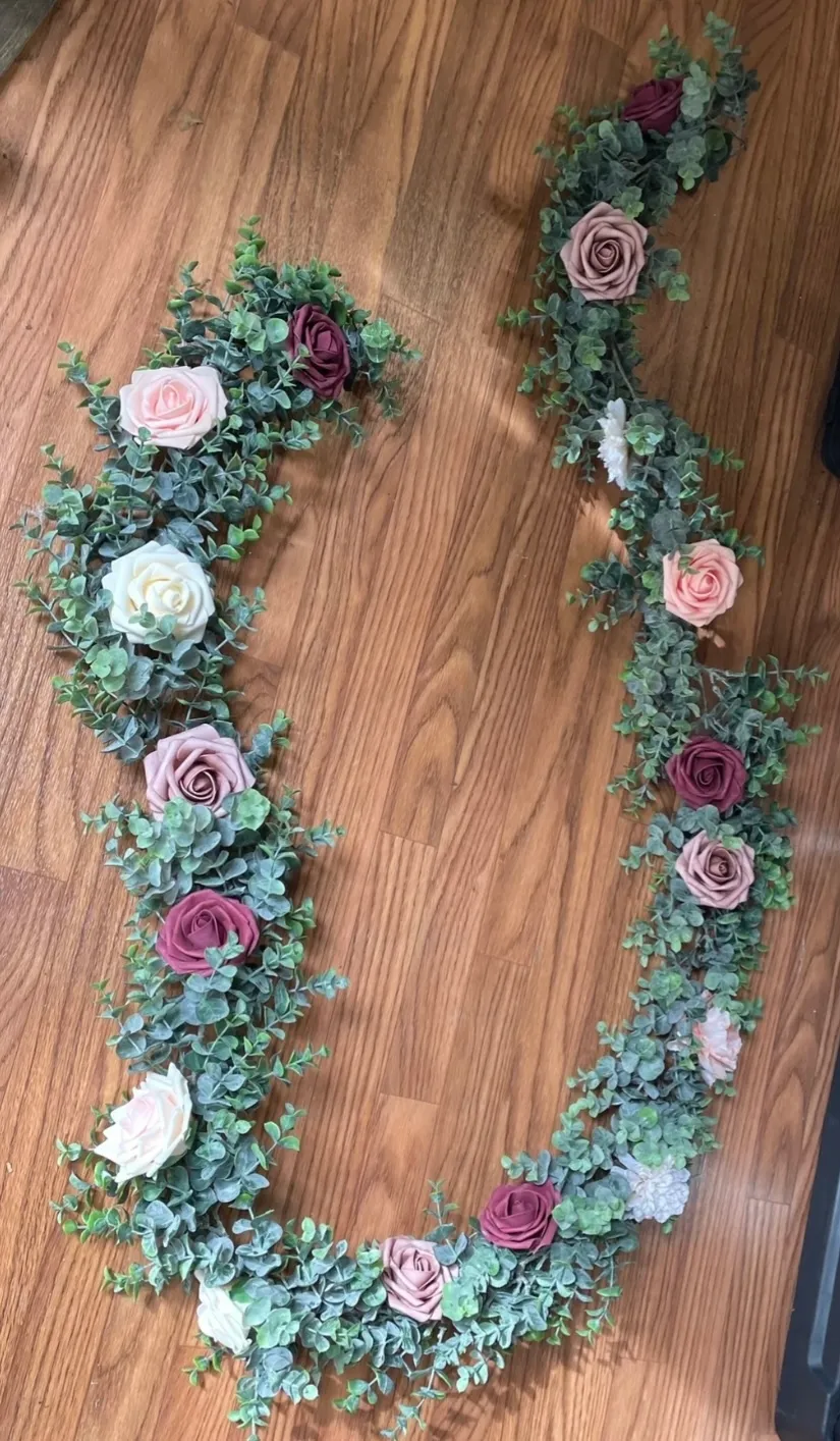 6’ Dusty Rose, Burgundy & Ivory Rose Garland