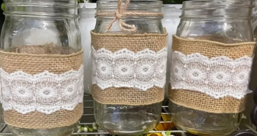 Burlap & Lace Mason Jars