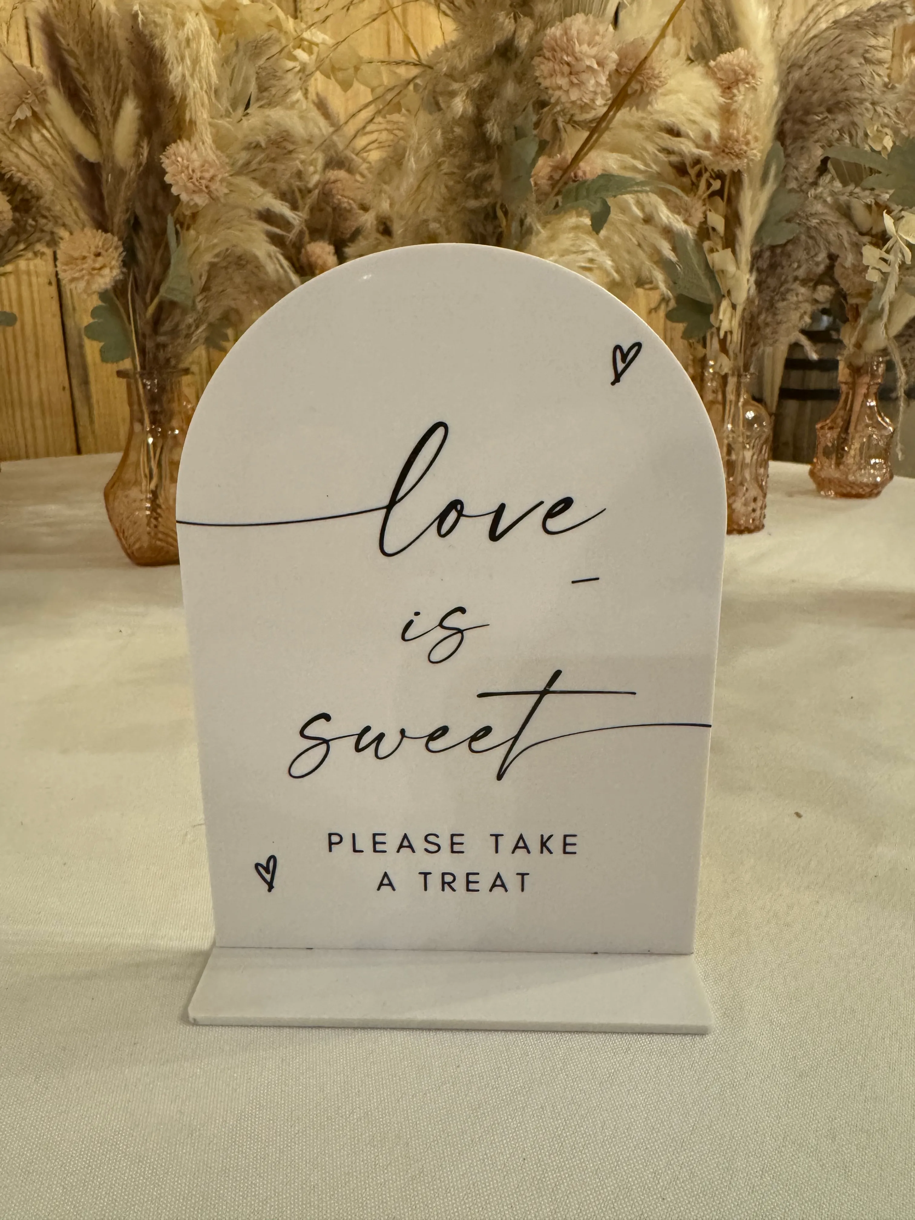 "Love is Sweet" Small White Sign