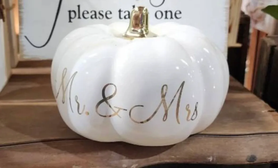 White Ceramic Mr. & Mrs. Pumpkin
