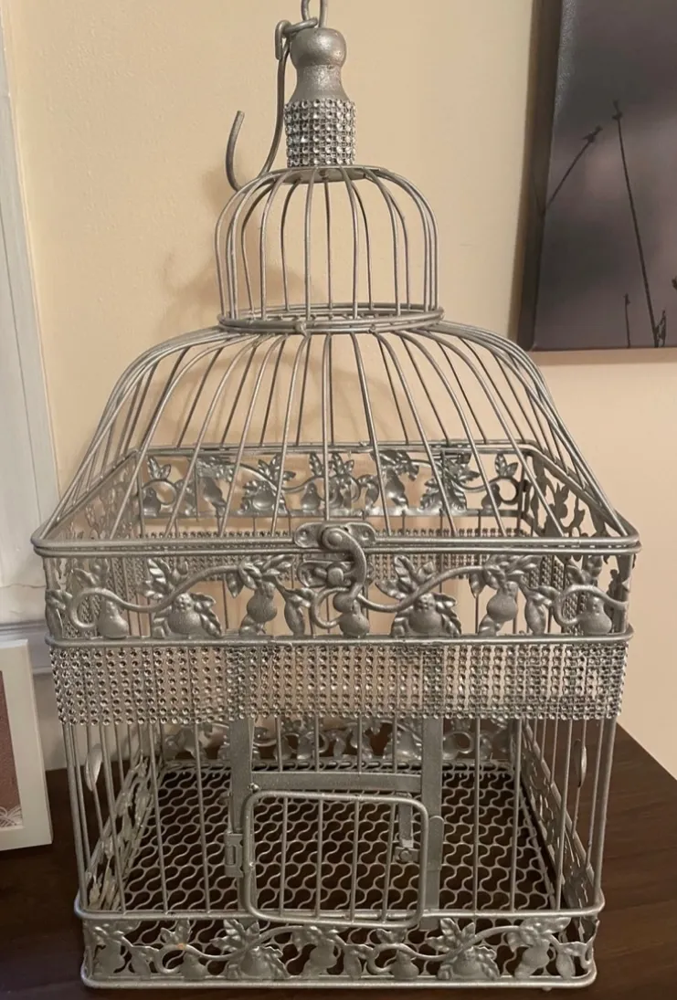 Silver Birdcage Card Box