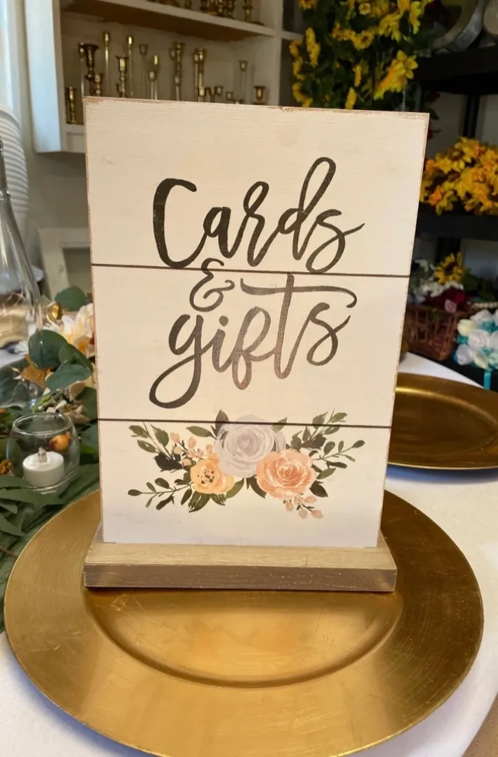 White “Cards & Gifts” Sign